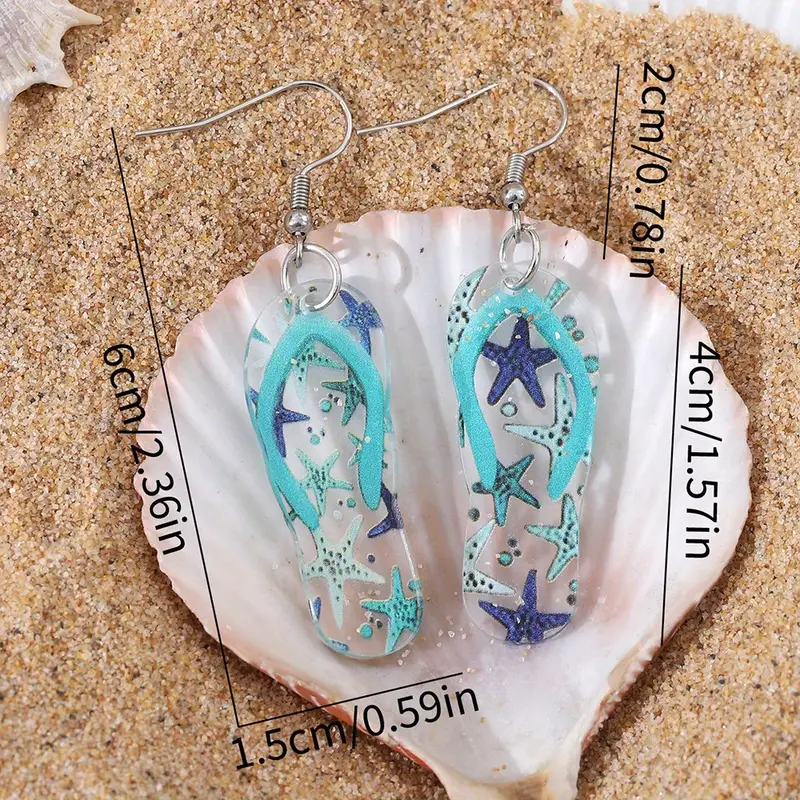 Ocean Style Drop Earrings Acrylic Slipper Design Match Daily Outfits Party Accessories Perfect Summer Vacation Jewelry