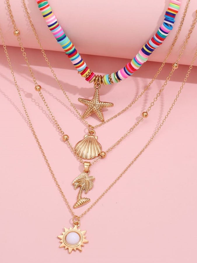 🔥Buy 3 Get 10% Off🔥Vintage Starfish Shell Pendant Sun Layered Necklace
