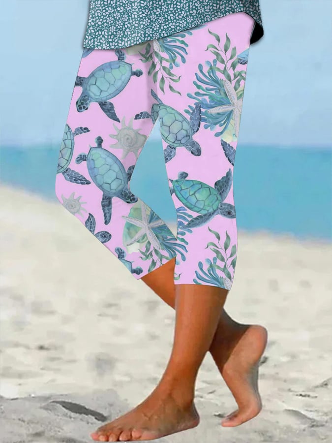 🔥Buy 3 Get 10% Off🔥Women's Hawaiian Turtle Print Resort Casual Leggings