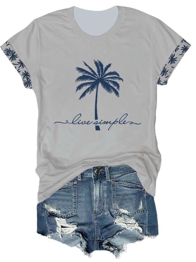 🔥Buy 3 Get 10% Off🔥Women's Live Simple Print Round Neck Casual T-Shirt