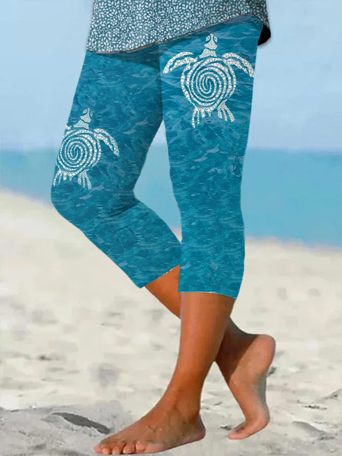 Women's Hawaiian Turtle Print Resort Casual Leggings