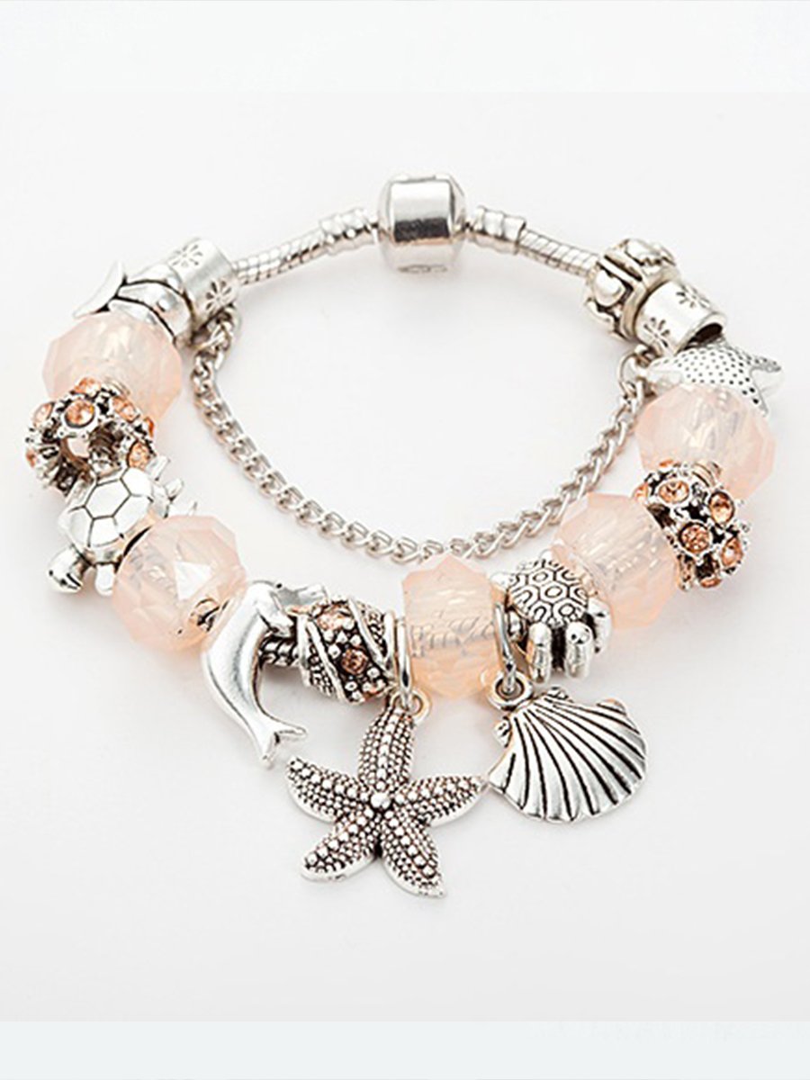 🔥Buy 3 Get 10% Off🔥Women's Vacation Style Fashion Turtle Dolphin Starfish Big Hole Beaded DIY Bracelet