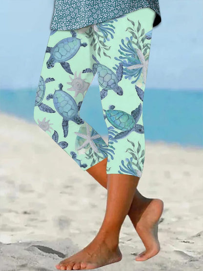 🔥Buy 3 Get 10% Off🔥Women's Hawaiian Turtle Print Resort Casual Leggings