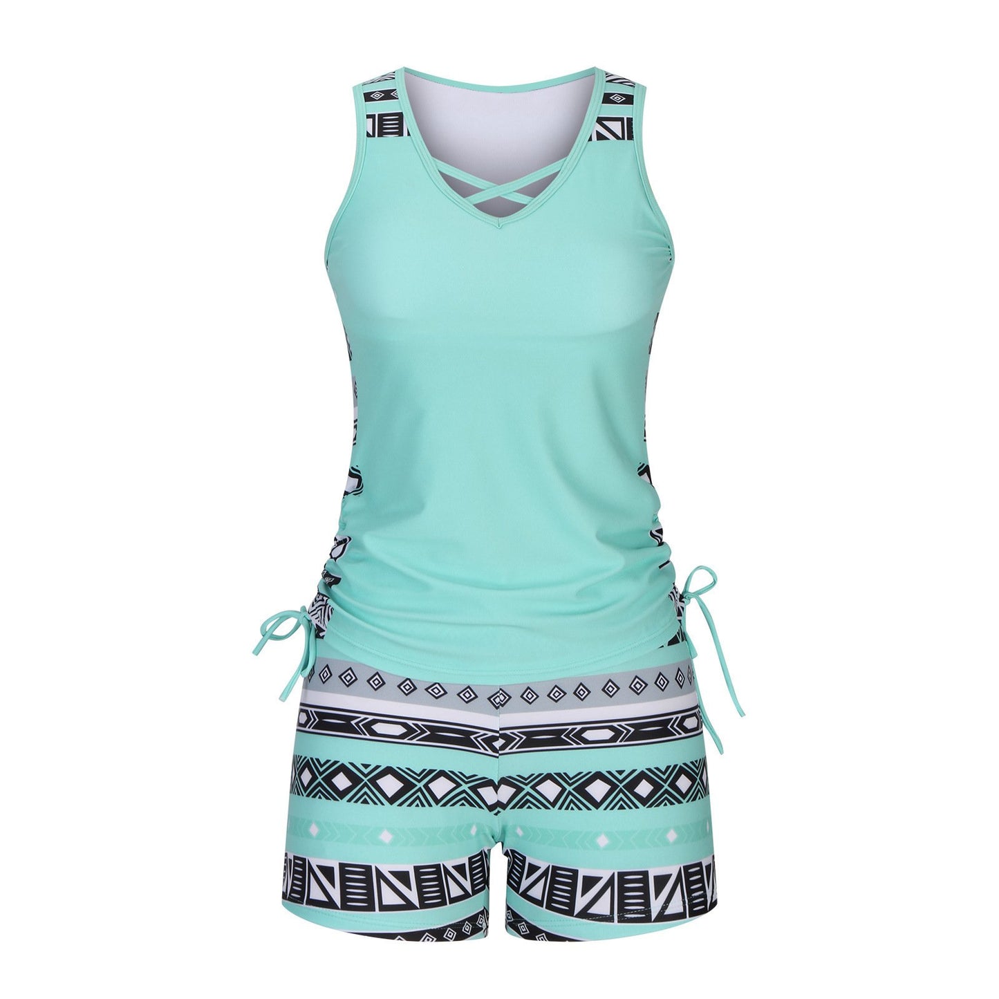 ⏰LAST DAY 60% OFF - Miraclesuit Women's Tummy Control Tankini Set with Built-In Bra – Flattering Boho Swimwear with Shorts