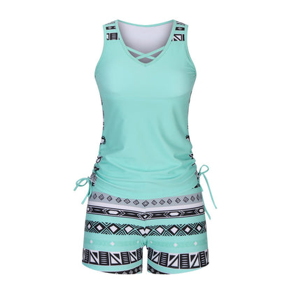 ⏰LAST DAY 60% OFF - Miraclesuit Women's Tummy Control Tankini Set with Built-In Bra – Flattering Boho Swimwear with Shorts