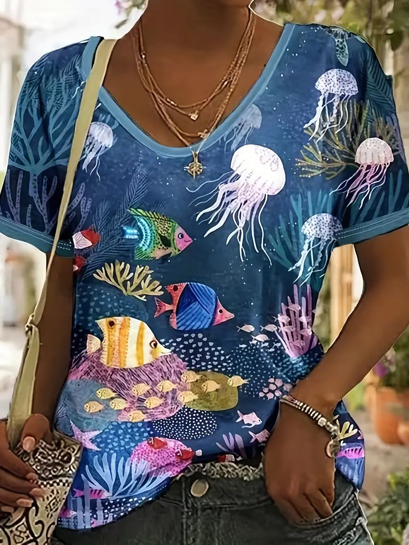 Plus Size Cartoon Animal Print T-Shirt