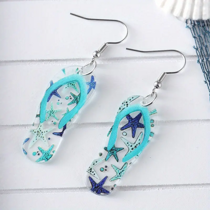 Ocean Style Drop Earrings Acrylic Slipper Design Match Daily Outfits Party Accessories Perfect Summer Vacation Jewelry