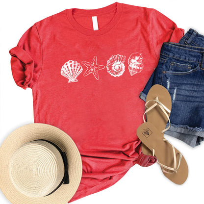 Women's Hand-Painted Shell Crew Neck T-Shirt