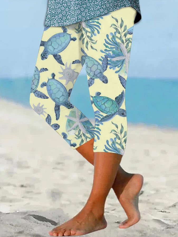 🔥Buy 3 Get 10% Off🔥Women's Hawaiian Turtle Print Resort Casual Leggings