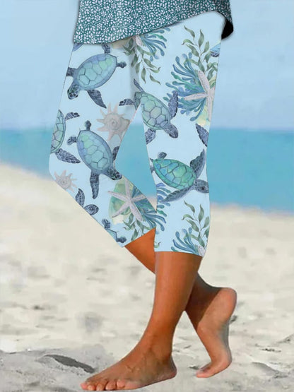 🔥Buy 3 Get 10% Off🔥Women's Hawaiian Turtle Print Resort Casual Leggings