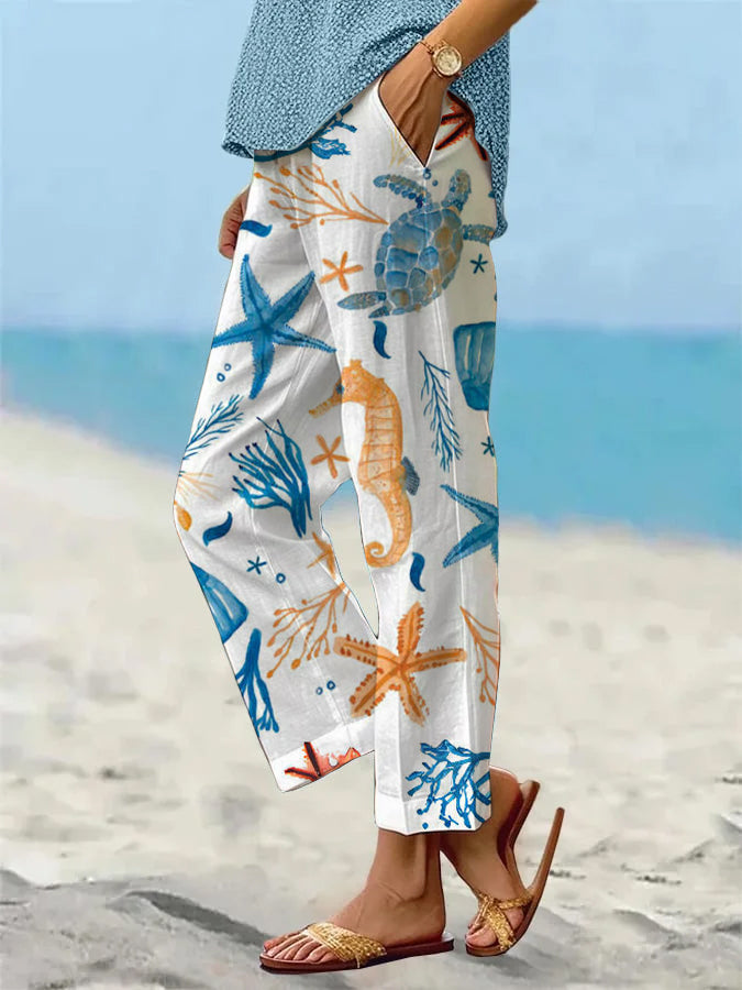 Women's Beach Vacation Loose Casual Pants (With Pockets)