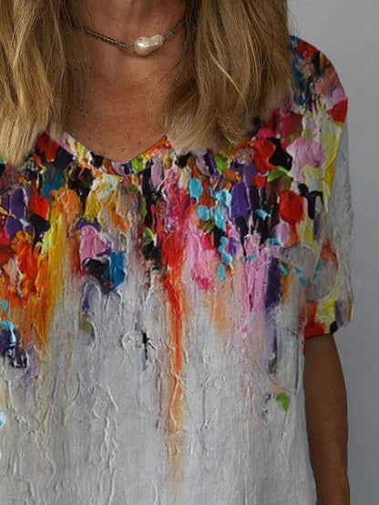 🔥Buy 3 Get 10% Off🔥Casual Floral Oil Painting Print T-Shirt