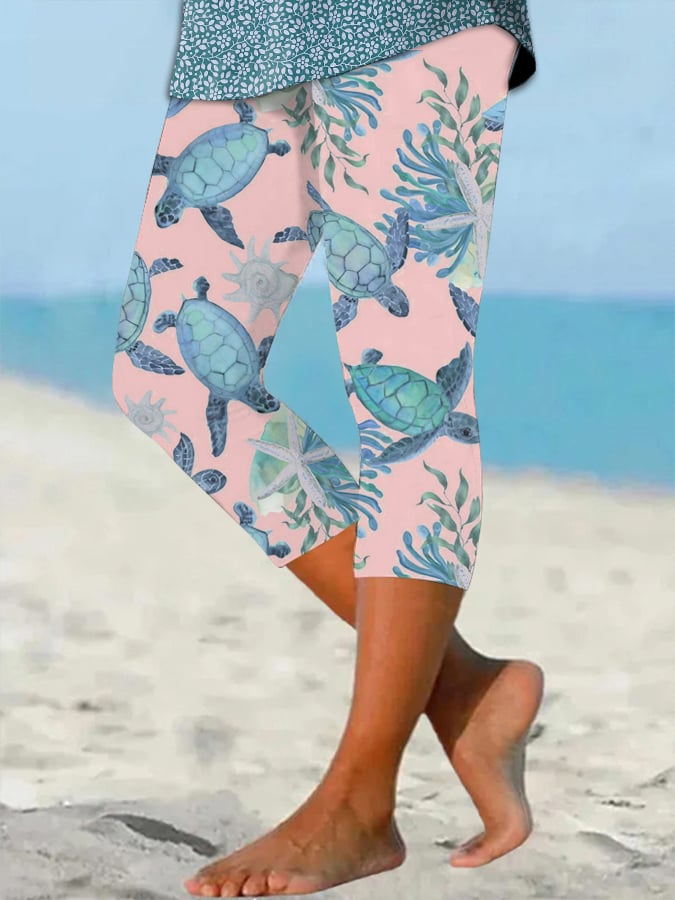 🔥Buy 3 Get 10% Off🔥Women's Hawaiian Turtle Print Resort Casual Leggings