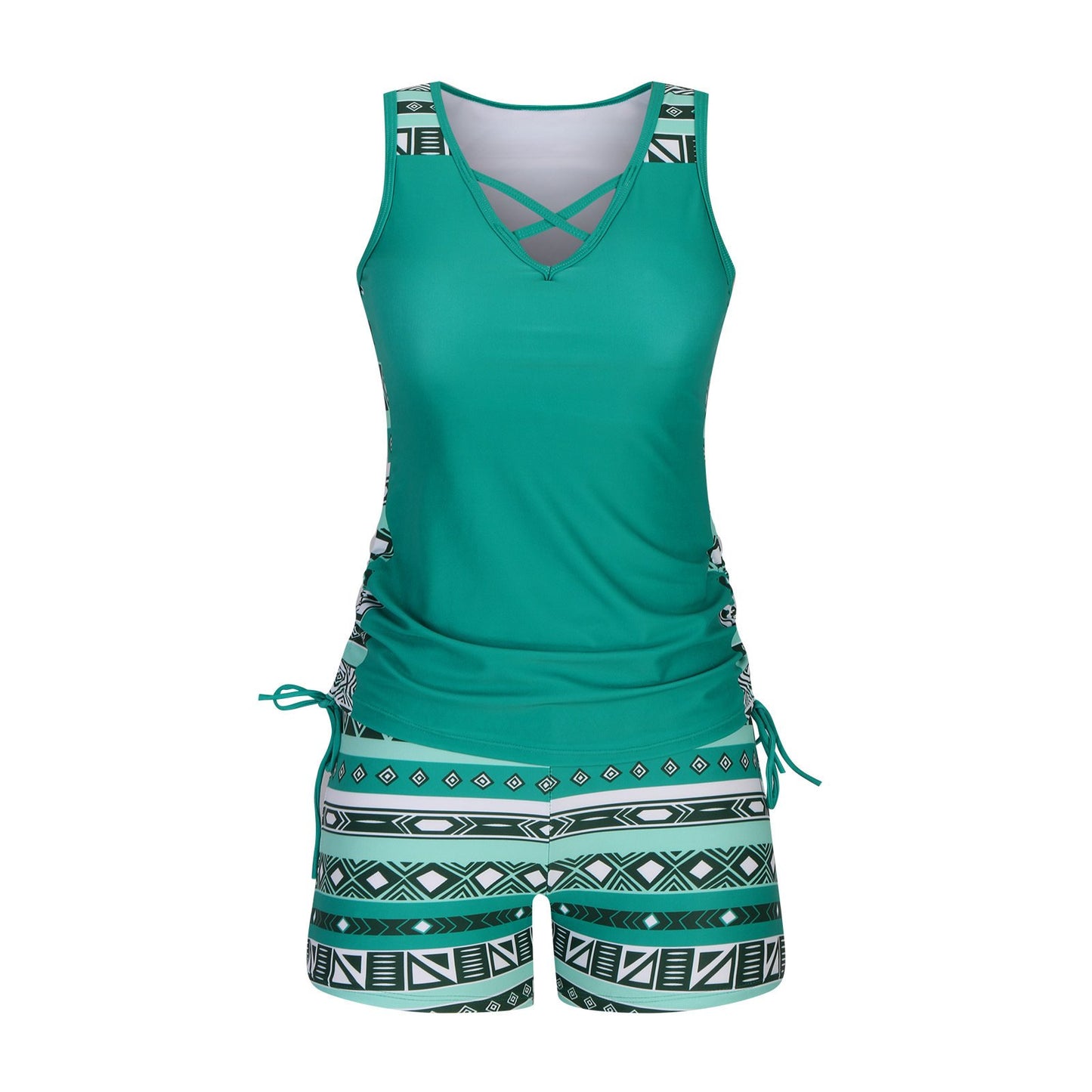 ⏰LAST DAY 60% OFF - Miraclesuit Women's Tummy Control Tankini Set with Built-In Bra – Flattering Boho Swimwear with Shorts