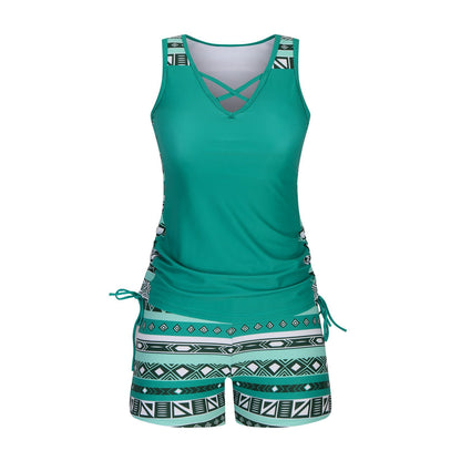 ⏰LAST DAY 60% OFF - Miraclesuit Women's Tummy Control Tankini Set with Built-In Bra – Flattering Boho Swimwear with Shorts