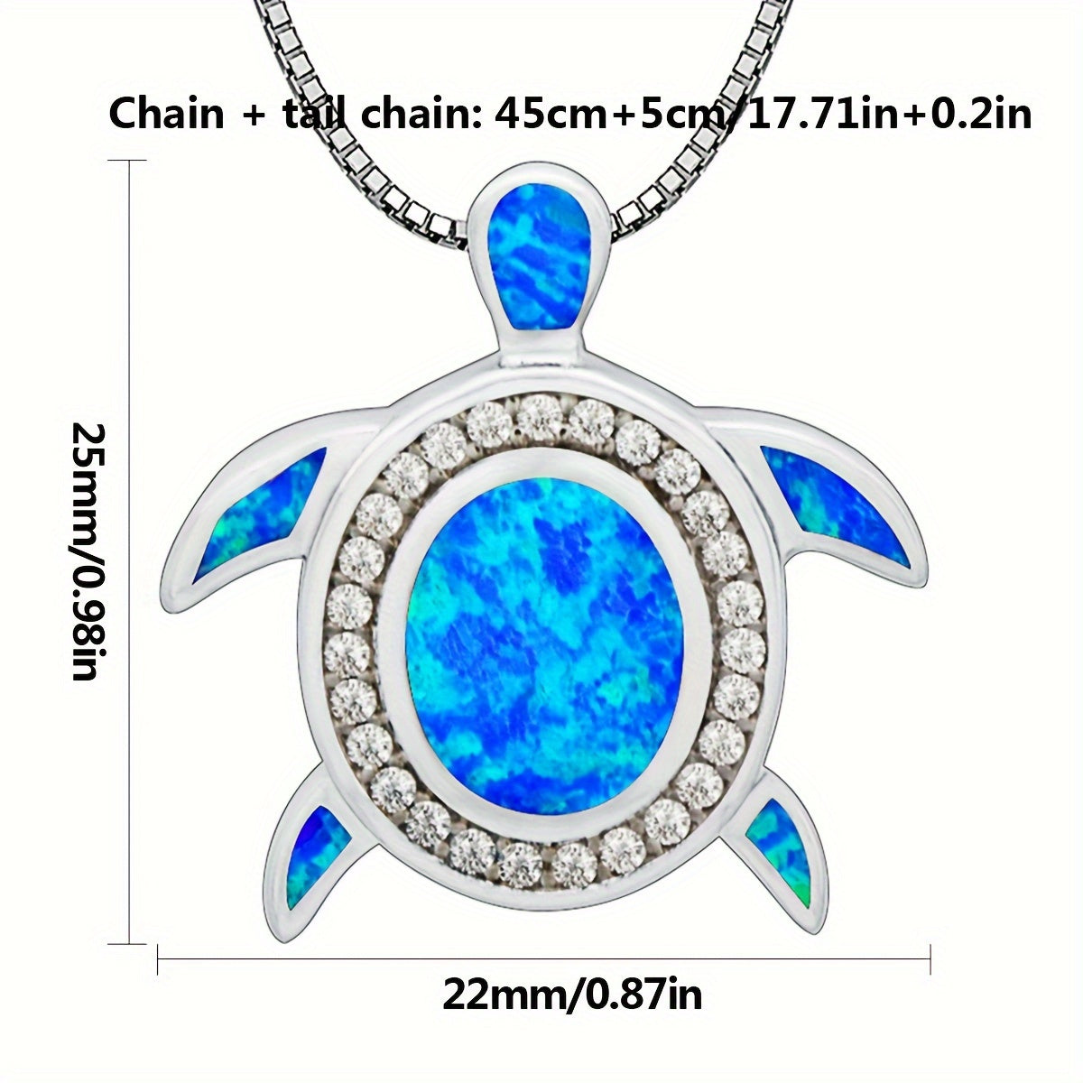 Turtle-Shaped Opal Necklace Inlaid With Australian Opal