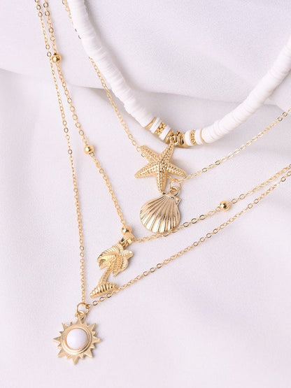 🔥Buy 3 Get 10% Off🔥Vintage Starfish Shell Pendant Sun Layered Necklace