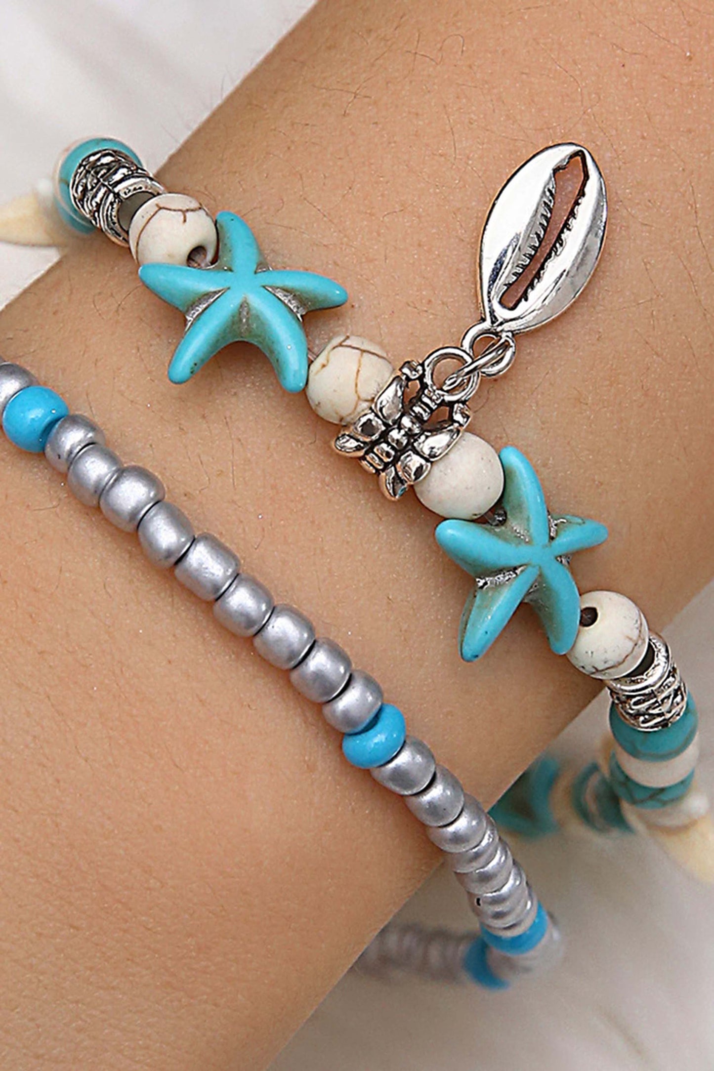 Beach Anklet Turtle Pendant Starfish Turquoise Anklet