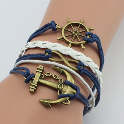 Hand Woven Fashion Boat Rudder Multi Layer Bracelet
