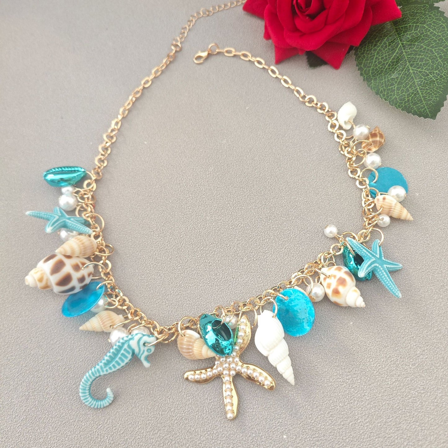 Beach Chain Conch Starfish Shell Necklace