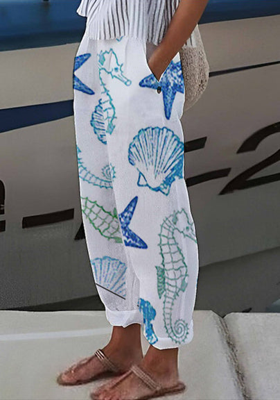 Women Sea Star Animal Beach Loose Pants
