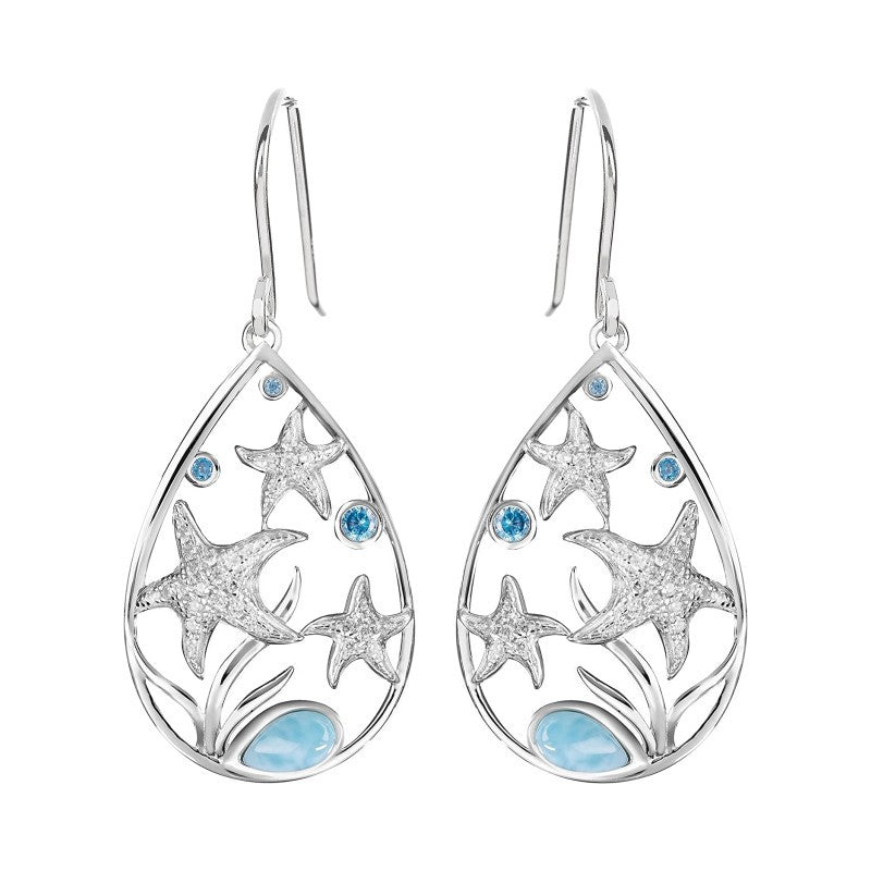 Chic Dangle Earrings Waterdrop + Starfish Design Symbol Of Beauty And Fashion Match Daily Outfits Party Accessories Ocean Style Jewelry