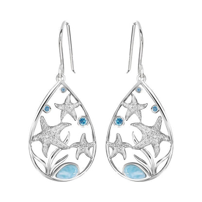 Chic Dangle Earrings Waterdrop + Starfish Design Symbol Of Beauty And Fashion Match Daily Outfits Party Accessories Ocean Style Jewelry