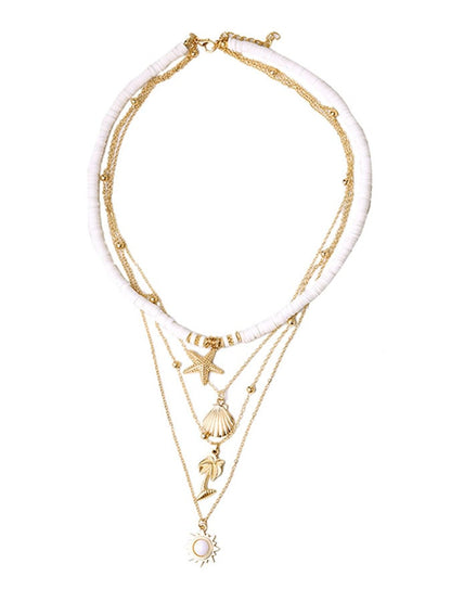 🔥Buy 3 Get 10% Off🔥Vintage Starfish Shell Pendant Sun Layered Necklace