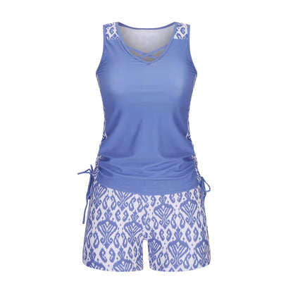 ⏰LAST DAY 60% OFF - Miraclesuit Women's Tummy Control Tankini Set with Built-In Bra – Flattering Boho Swimwear with Shorts