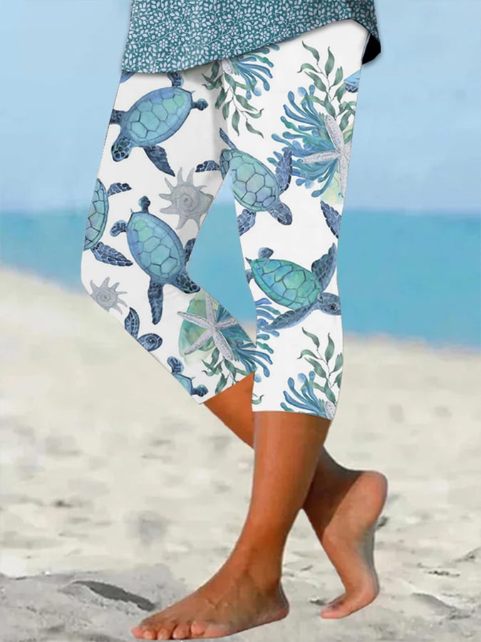 🔥Buy 3 Get 10% Off🔥Women's Hawaiian Turtle Print Resort Casual Leggings
