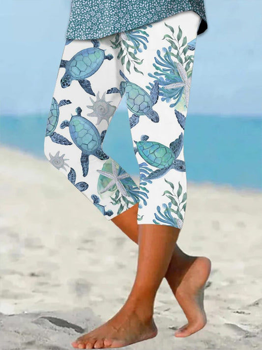 🔥Buy 3 Get 10% Off🔥Women's Hawaiian Turtle Print Resort Casual Leggings